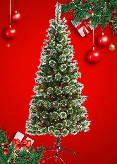 شجرة كريسماس  ٢١٠سم كثيف فاخر 210cm snowy christmas artificial tree