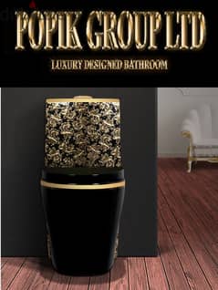 Black Luxury Toilet design model with flowers