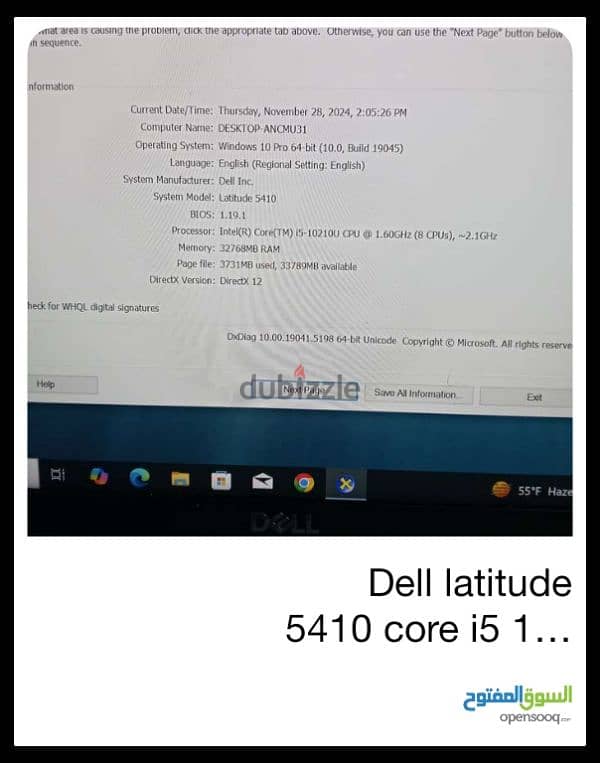 Dell latitude 5410 core i5 10 GEN 32 RAM Hard 512 ssd 14" UHD 6