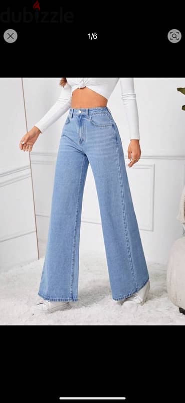 الموديل: بنطال جينز واسع  (Shein Tall Women’s Wide Leg Denim Pants