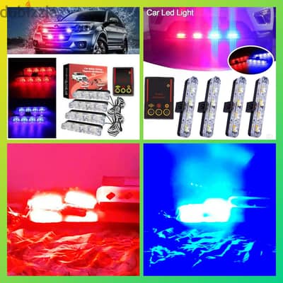 ضوء تنبيهي ١٢ فولت احمر ازرق 12v red blue strobe lights