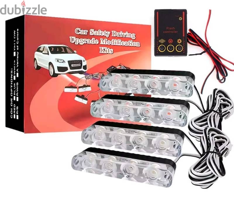 ضوء تنبيهي ١٢ فولت احمر ازرق 12v red blue strobe lights 8