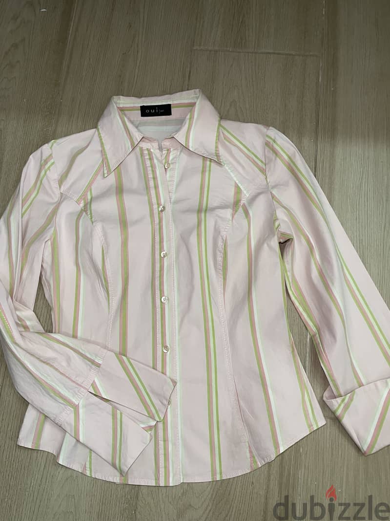 Oui set-pink & pistachio striped  / الوان باستيل ناعمه و مخططة قطعةY2k 3