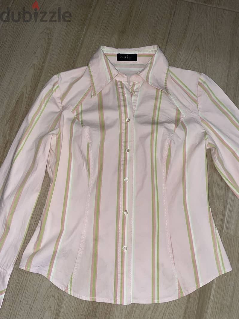 Oui set-pink & pistachio striped  / الوان باستيل ناعمه و مخططة قطعةY2k 4