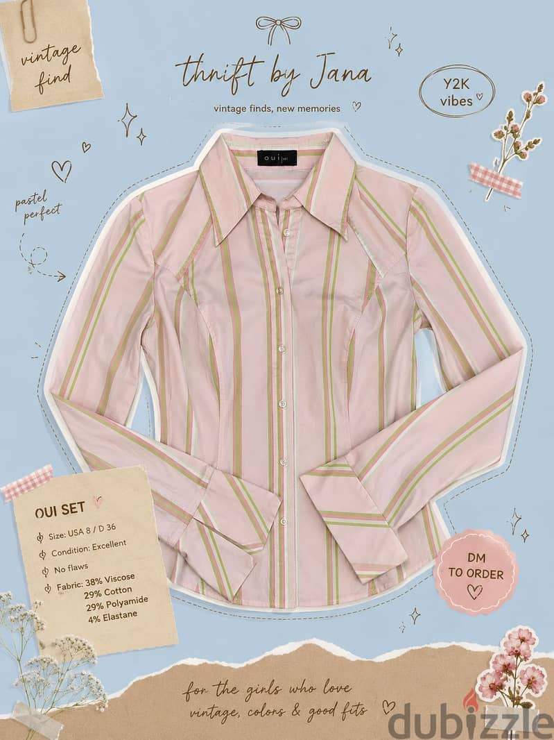 Oui set-pink & pistachio striped  / الوان باستيل ناعمه و مخططة قطعةY2k 6
