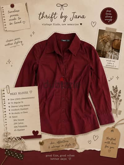 قميص بلوك deep burgundy  قطعة بسيطه بس فيها حضور وأناقة